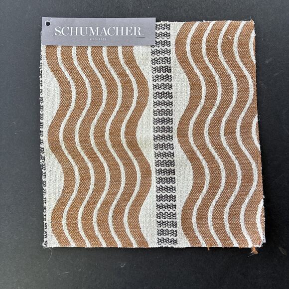 Schumacher Fabric Sample Sina Stripe Brown 79942 11 1/2" x 11 1/2" Copacabana - Picture 1 of 7
